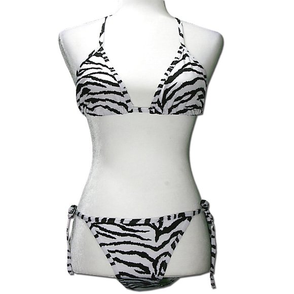 Chun's Fashion Other - CHUN'S FASHION Black White Zebra Stripe Bikini Set